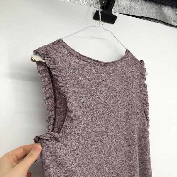 Silver Icing Jacqueline de  Yong Purple marled frilled cap sleeve NWT tee small - Picture 7 of 14